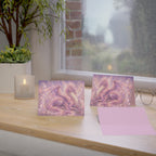 Lilac Fire Dragon Greeting Card — Pastel Floral Dragon Art Folded Note Cards (1/10/30/50-pack)