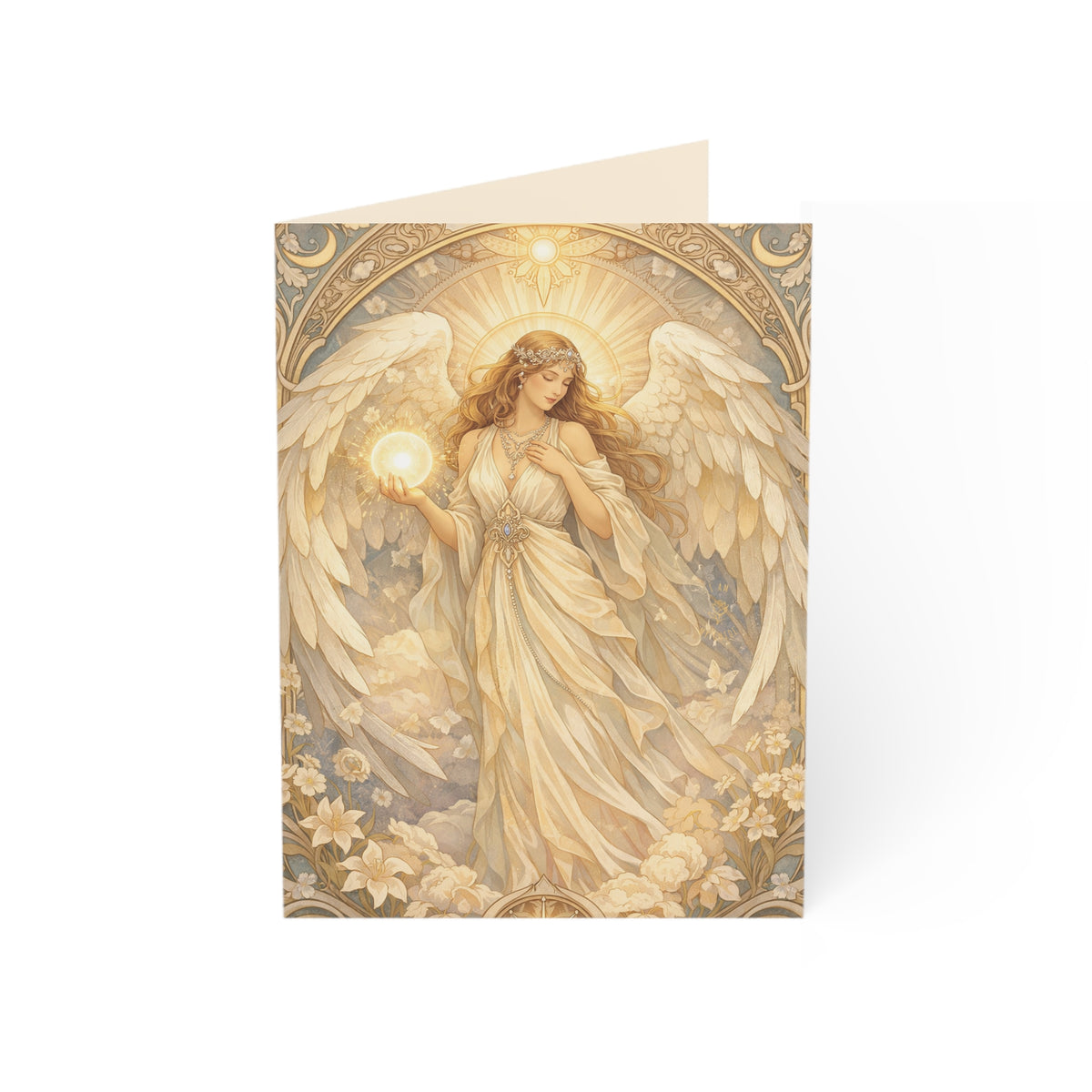 Birthday Angel Sitael Greeting Cards — Ethereal Angel Floral Blank Note Cards (Single or Pack of 10/30/50)