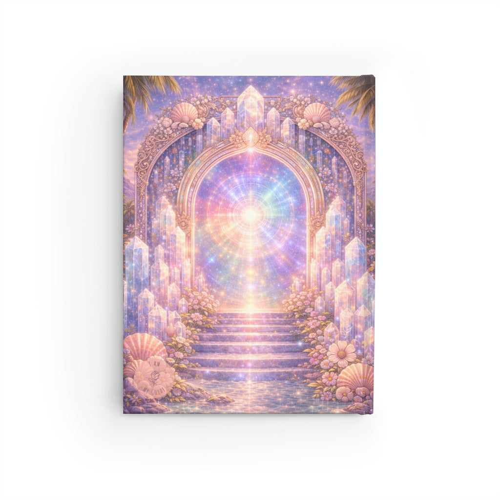 Lemurian Crystal Portal Journal — Blank (Unlined) Pages — Pastel Crystal Stairway Guided Notebook