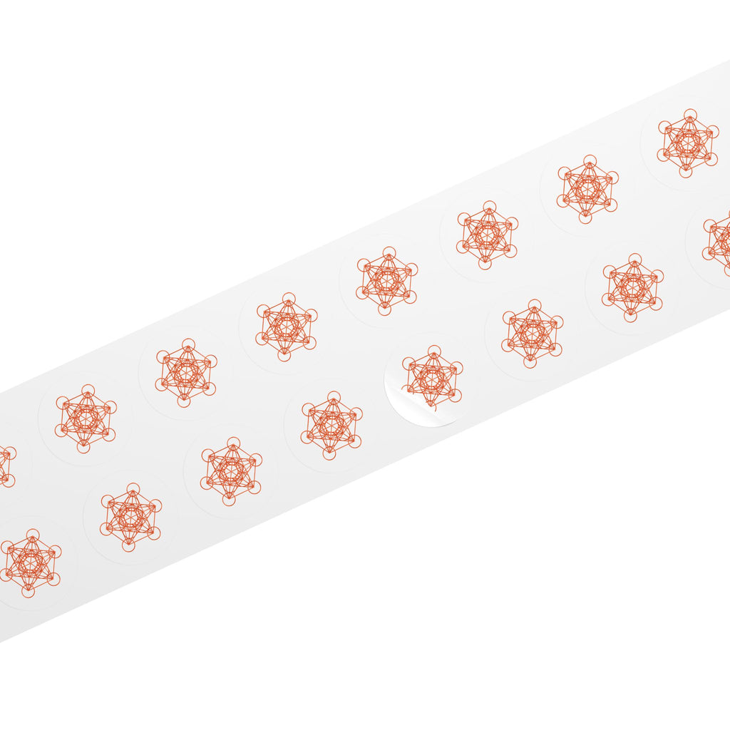 Copper Metatron's Cube Round Sticker Rolls — Sacred Geometry Labels (Pack)