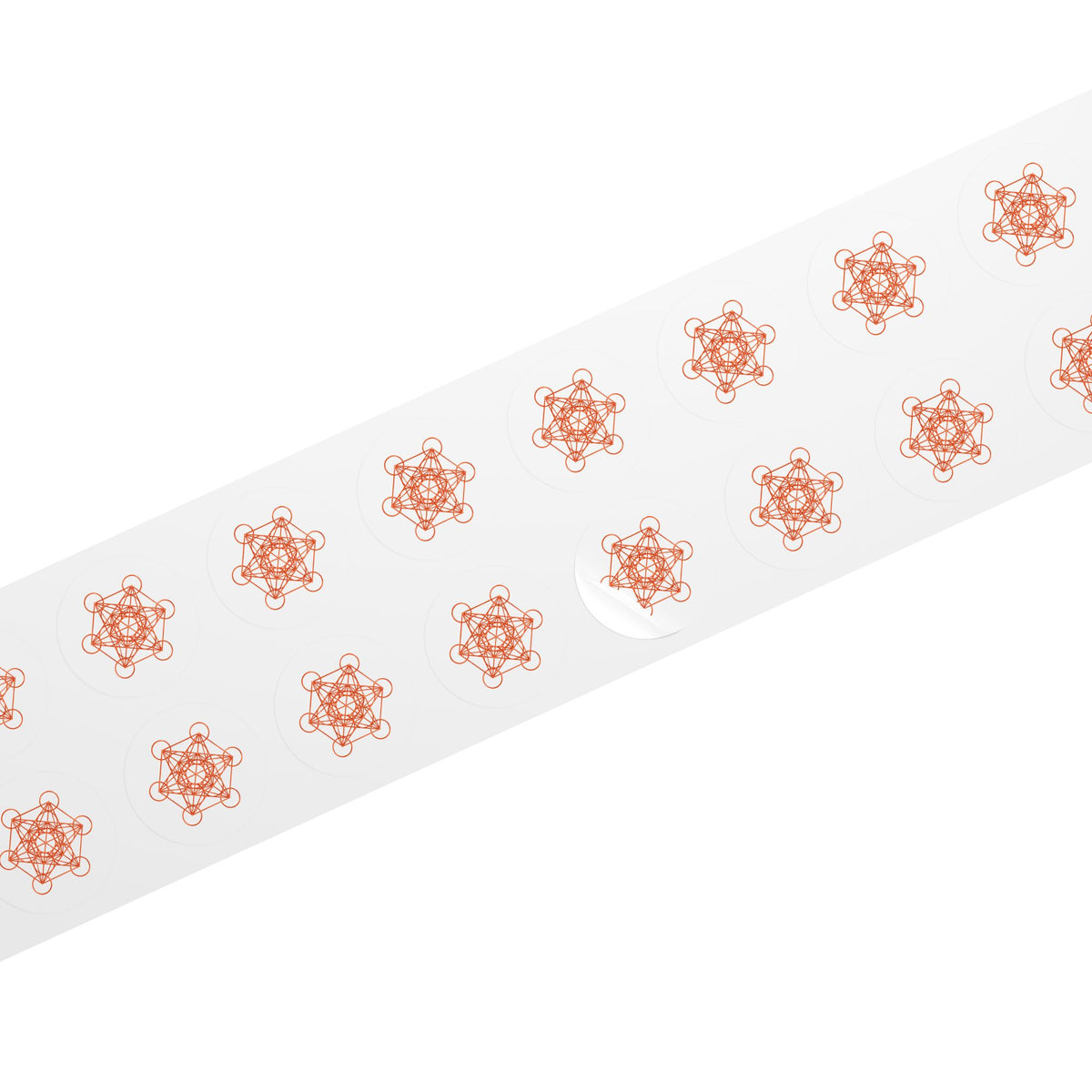 Copper Metatron's Cube Round Sticker Rolls — Sacred Geometry Labels (Pack)