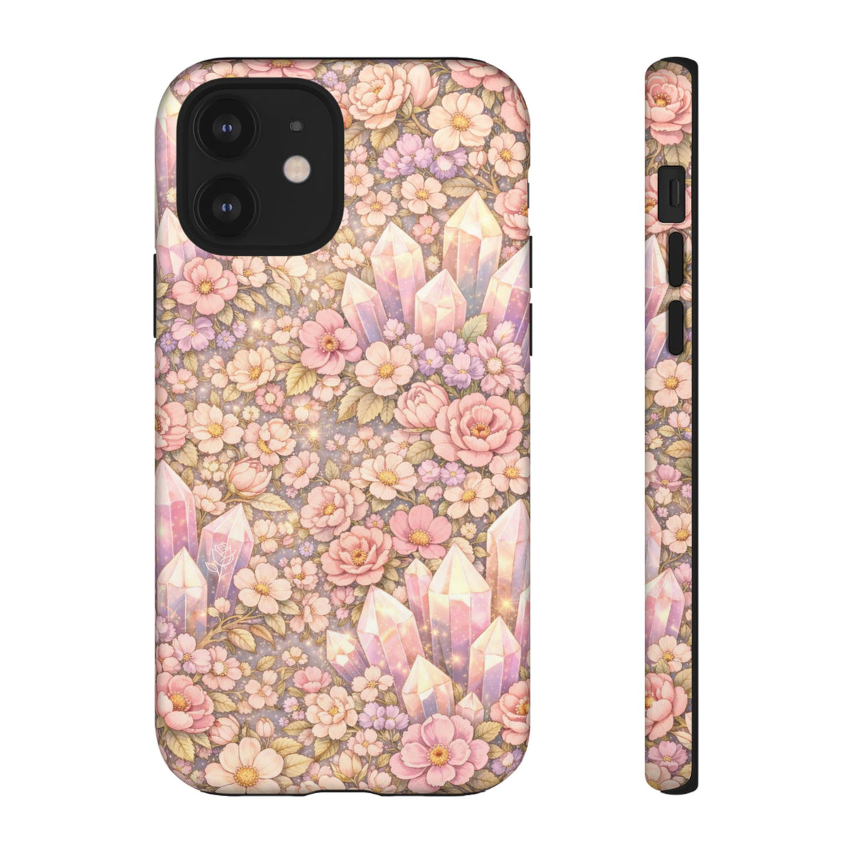 iPhone Case — Angelic Crystal Garden Phone Case — Pink Floral Quartz Protective Cover