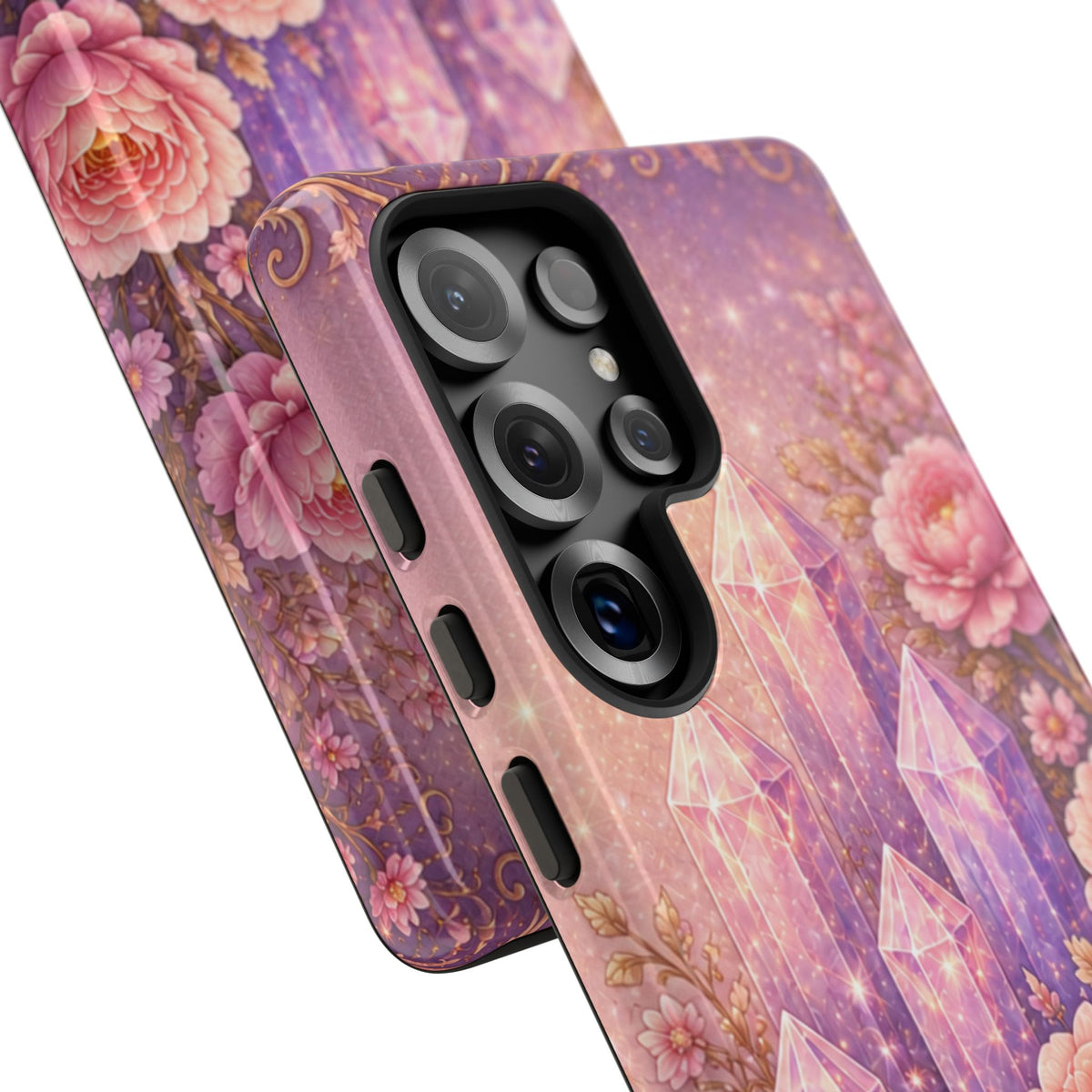 Samsung Galaxy Crystal Garden Phone Case — Pink Floral Crystal Phone Cover