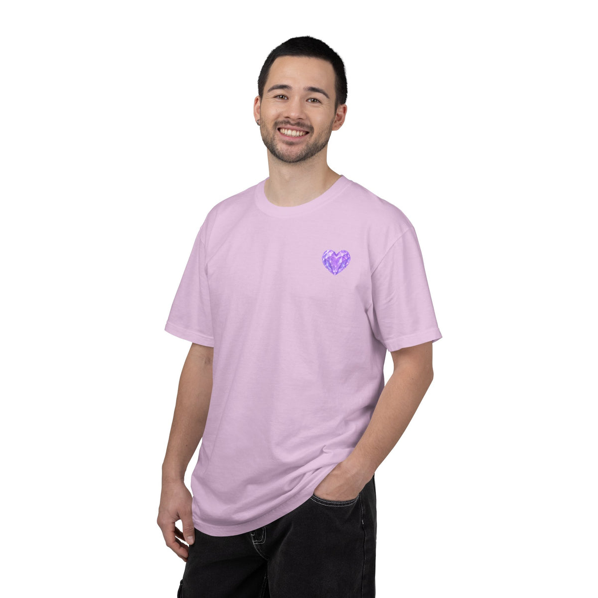 Violet Diamond Crystalline Heart T-Shirt — Purple Gem Graphic Tee