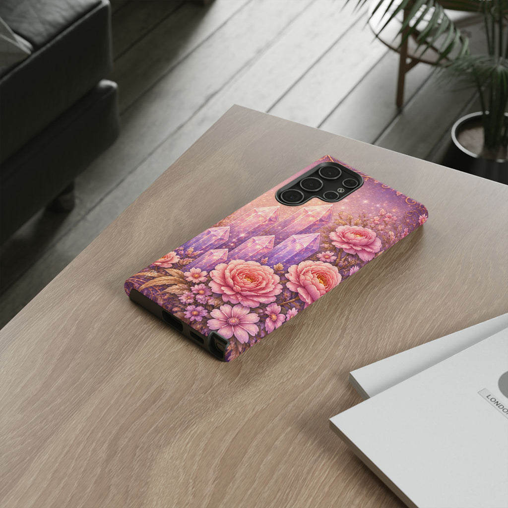 Samsung Galaxy Crystal Garden Phone Case — Pink Floral Crystal Phone Cover