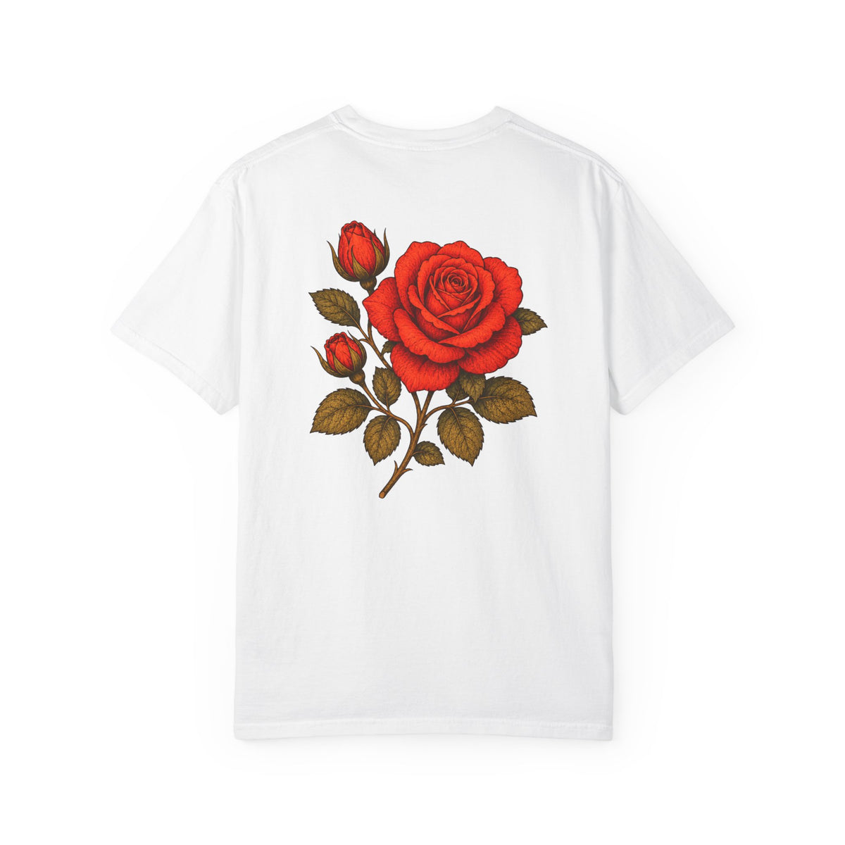 The Sisterhood of The Rose Graphic T-Shirt — Vintage Red Rose Back Print