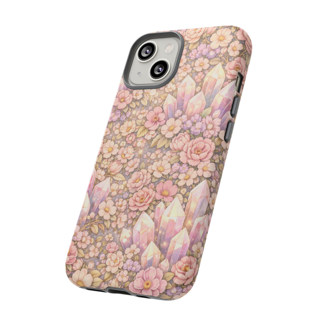 iPhone Case — Angelic Crystal Garden Phone Case — Pink Floral Quartz Protective Cover