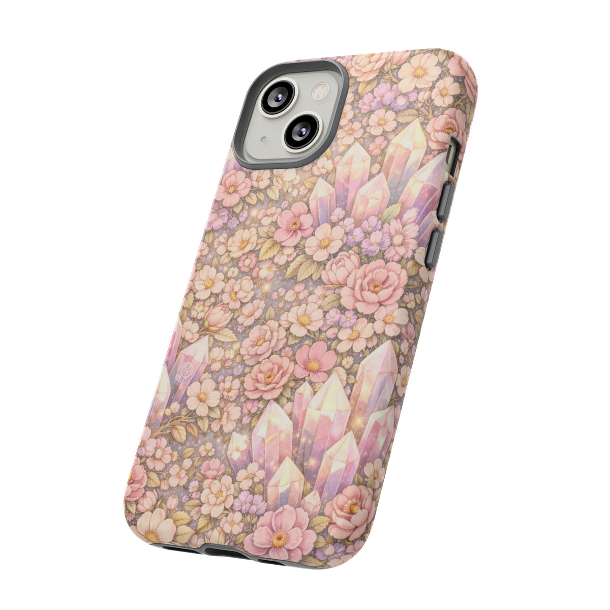 iPhone Case — Angelic Crystal Garden Phone Case — Pink Floral Quartz Protective Cover