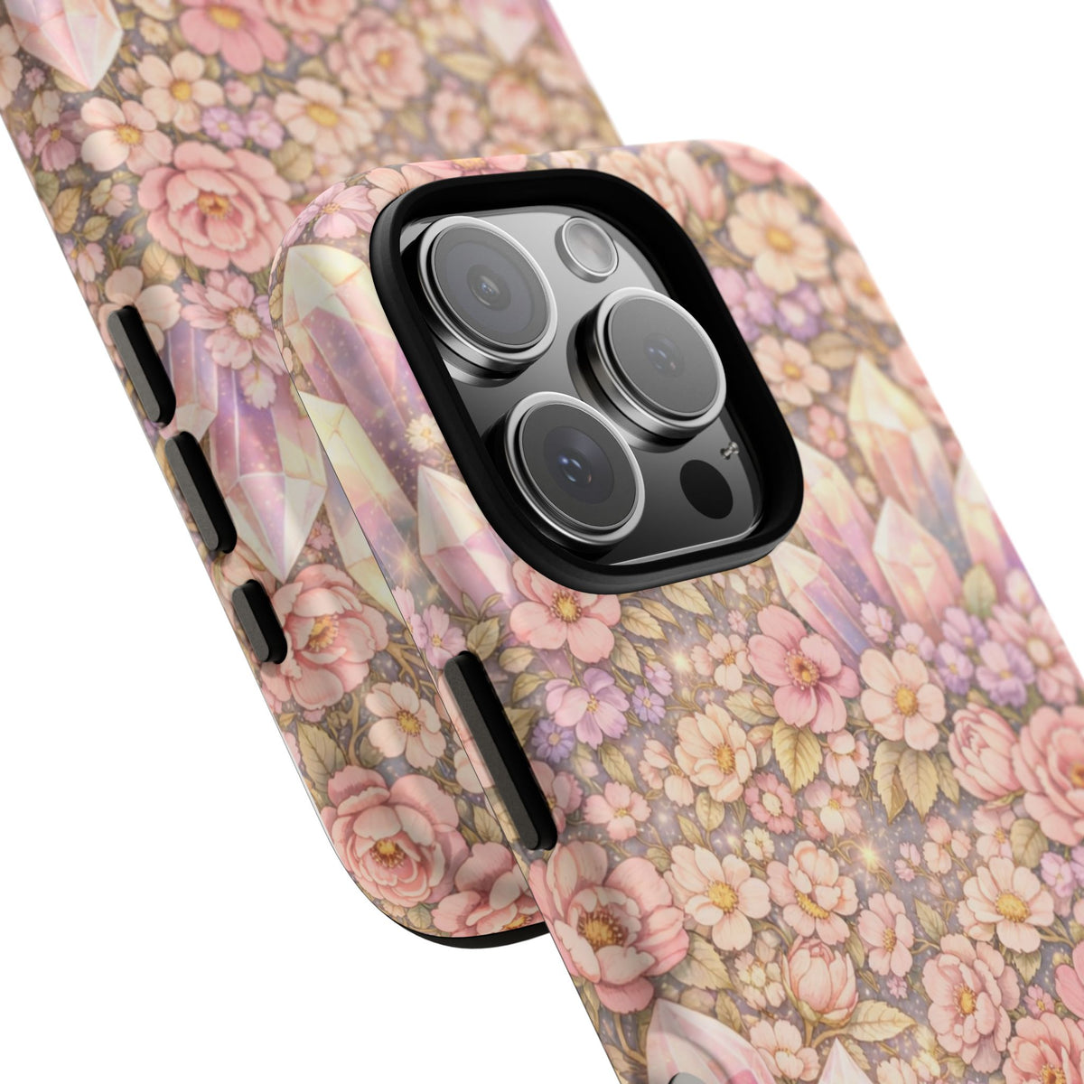 iPhone Case — Angelic Crystal Garden Phone Case — Pink Floral Quartz Protective Cover