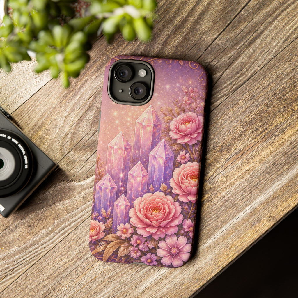 Lilac Quartz Garden Phone Case — Pink Floral Gemstone iPhone Cover
