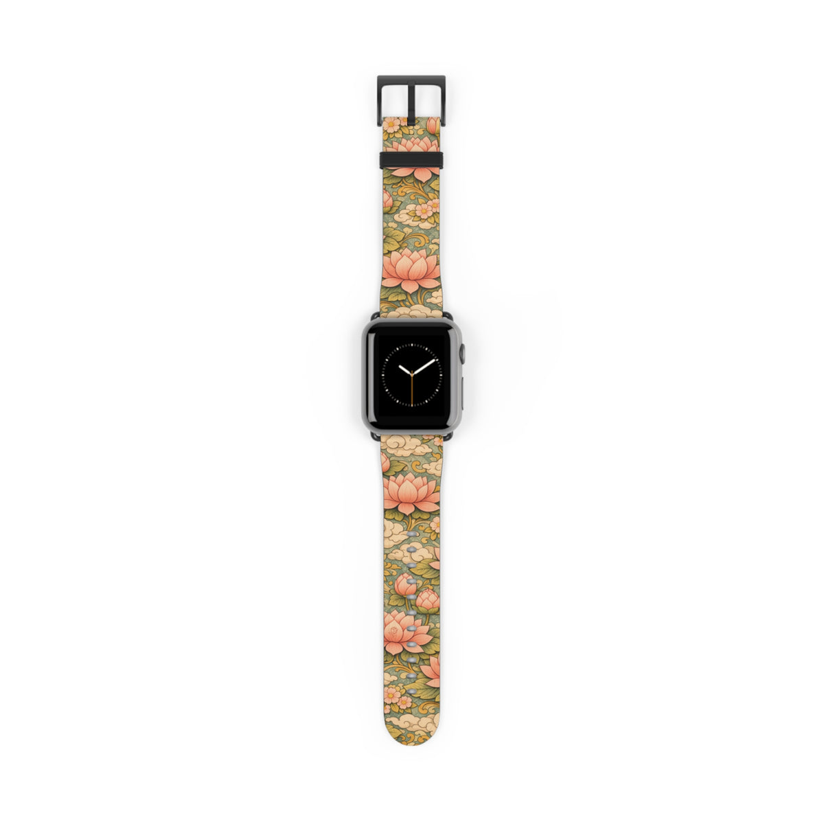 Bodhisattva Kuan Yin's Lotus Garden iWatch Band — Kwan Yin (Chenrezig) Vintage Lotus Pattern Strap for Apple Watch