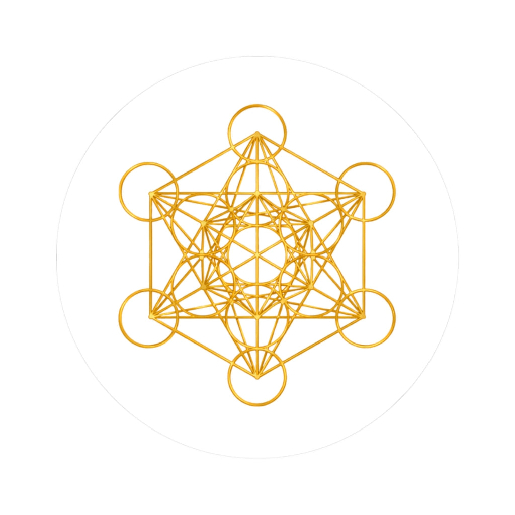 Gold Metatron's Cube Kiss-Cut Sticker — Sacred Geometry Decal