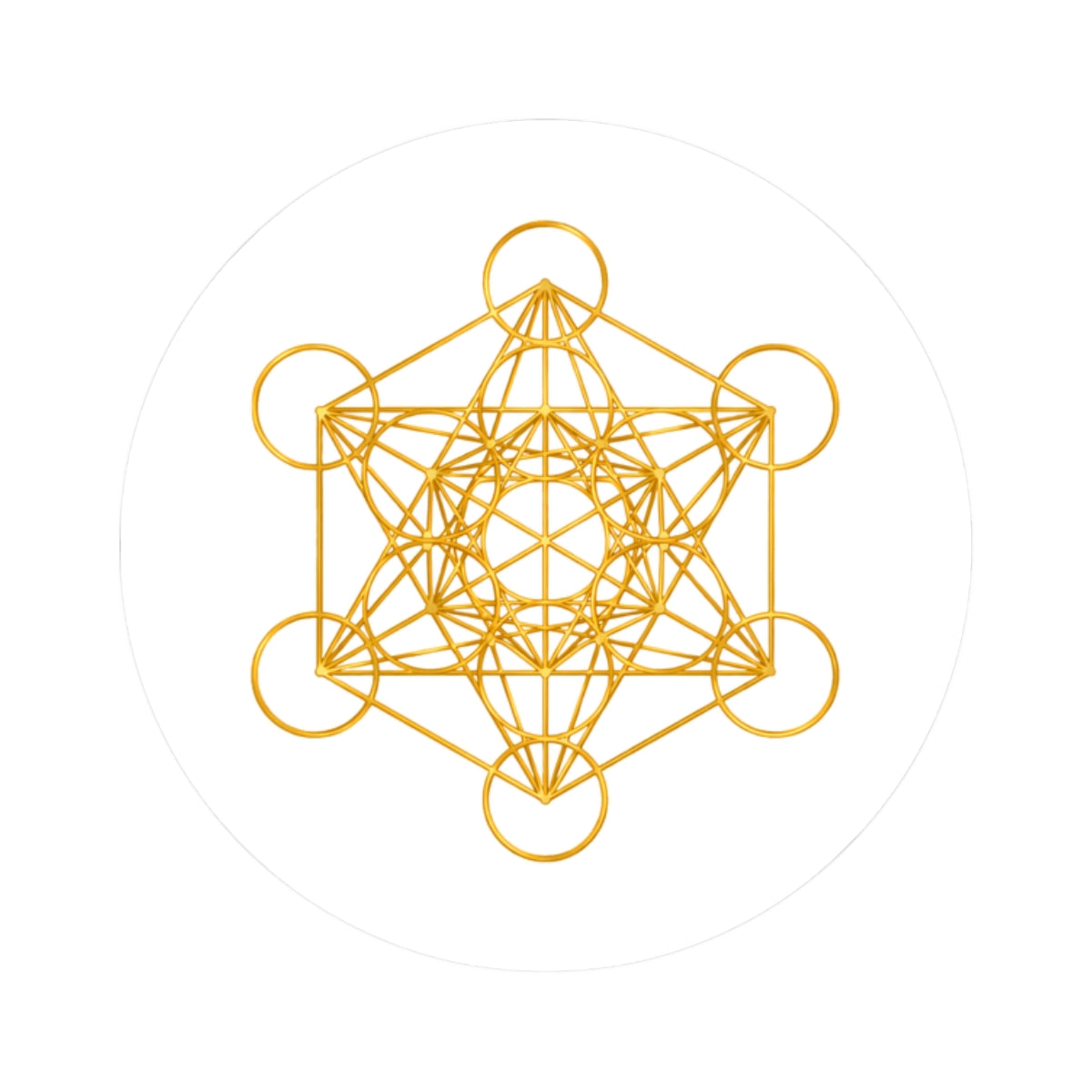 Gold Metatron's Cube Kiss-Cut Sticker — Sacred Geometry Decal