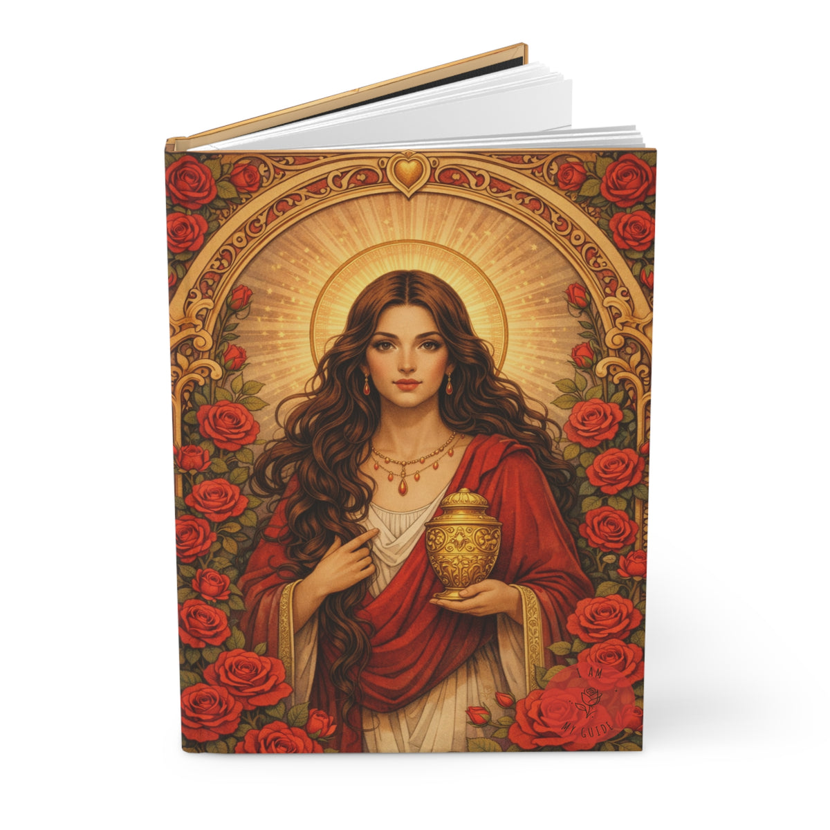 Mary Magdalene Rose Portrait Hardcover Journal (Lined Pages) — Floral Devotional Notebook