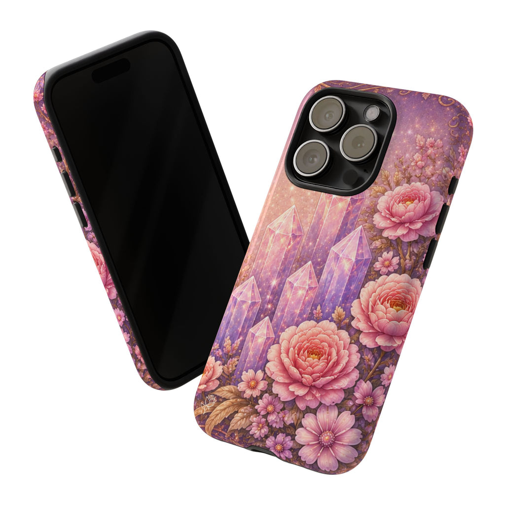 Lilac Quartz Garden Phone Case — Pink Floral Gemstone iPhone Cover