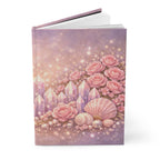 Lemurian Rose Crystal Garden Journal (Lined Pages) — Pink Rose & Gemstone Seashell Hardcover Notebook