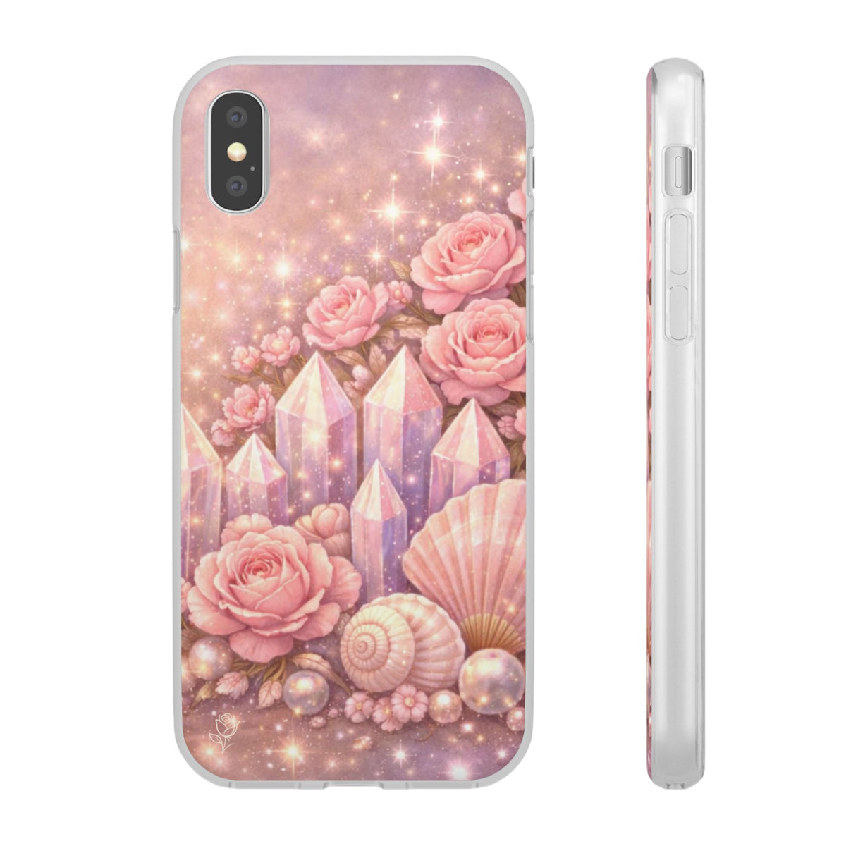 iPhone Case Lemurian Rose Crystal Garden — Sparkling Pastel Floral iPhone Cover