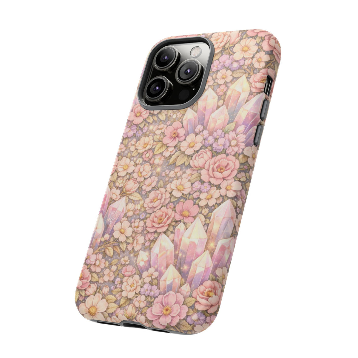 iPhone Case — Angelic Crystal Garden Phone Case — Pink Floral Quartz Protective Cover