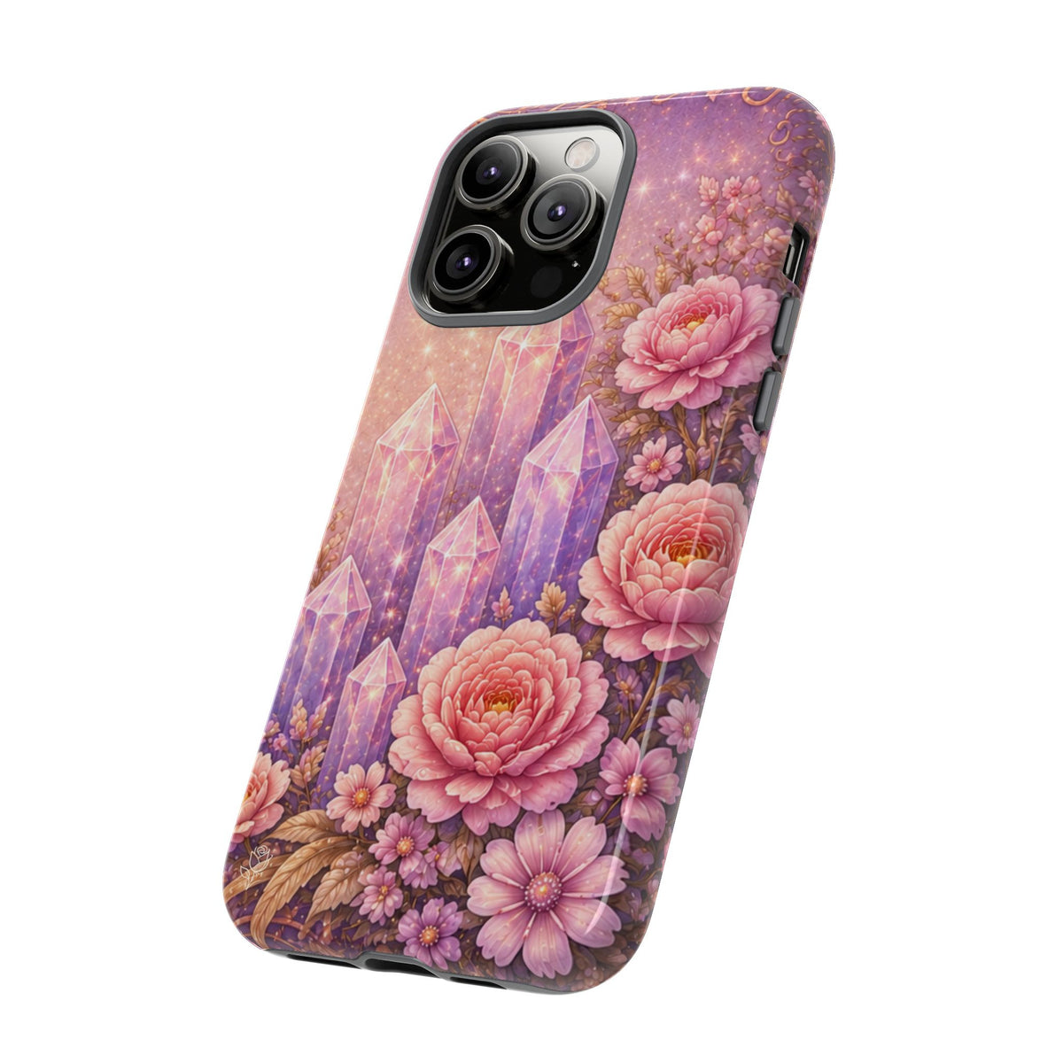 Lilac Quartz Garden Phone Case — Pink Floral Gemstone iPhone Cover