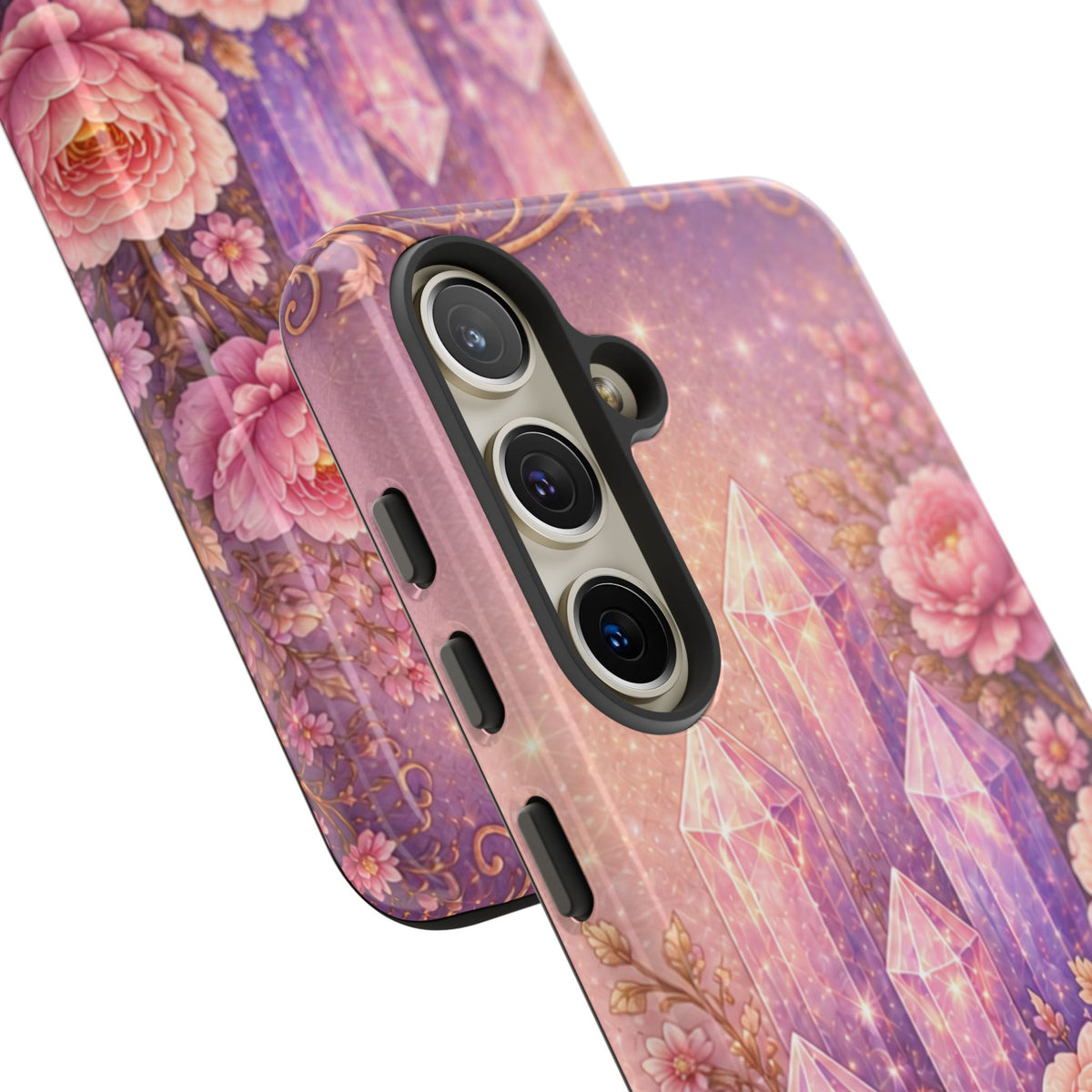 Samsung Galaxy Crystal Garden Phone Case — Pink Floral Crystal Phone Cover