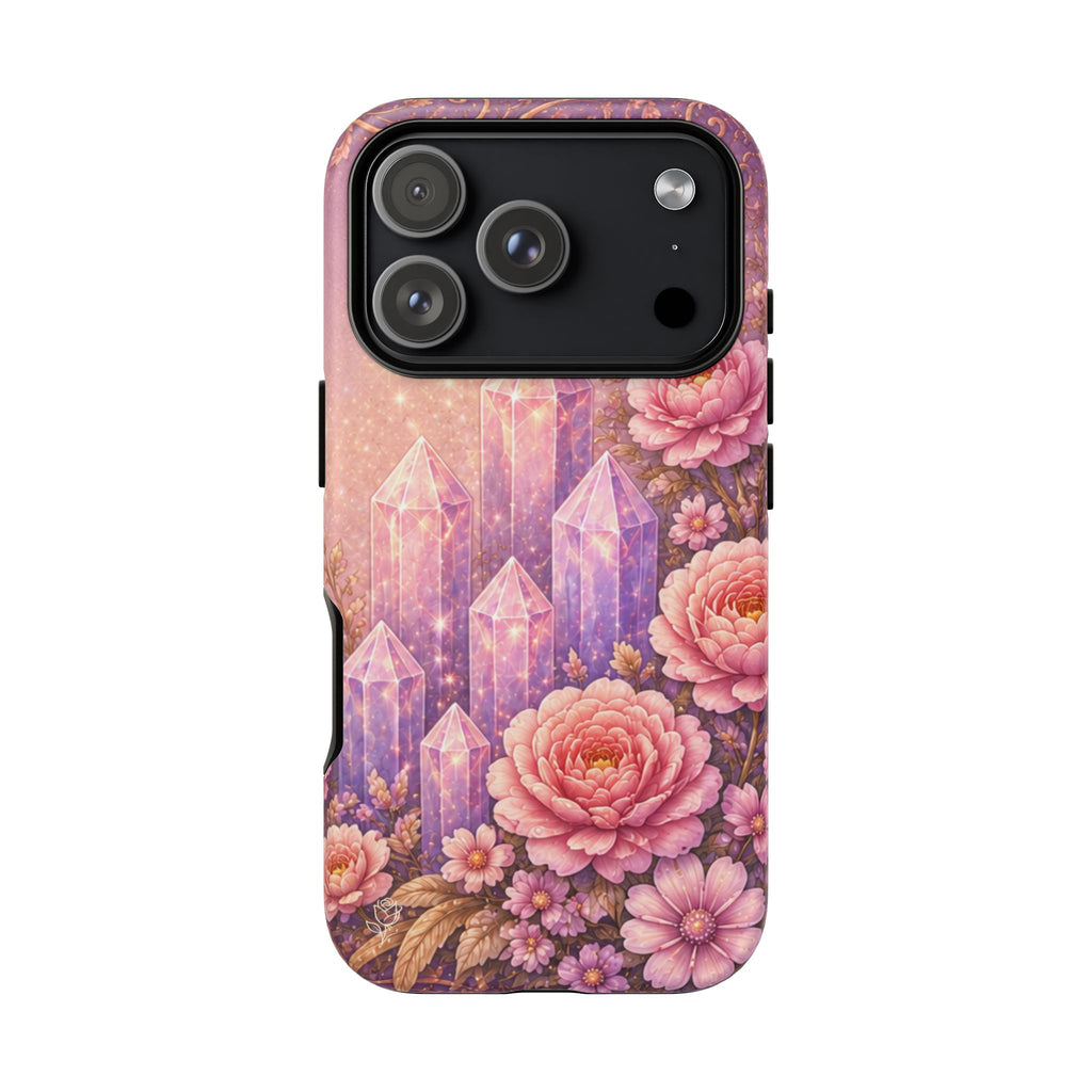 Lilac Quartz Garden Phone Case — Pink Floral Gemstone iPhone Cover