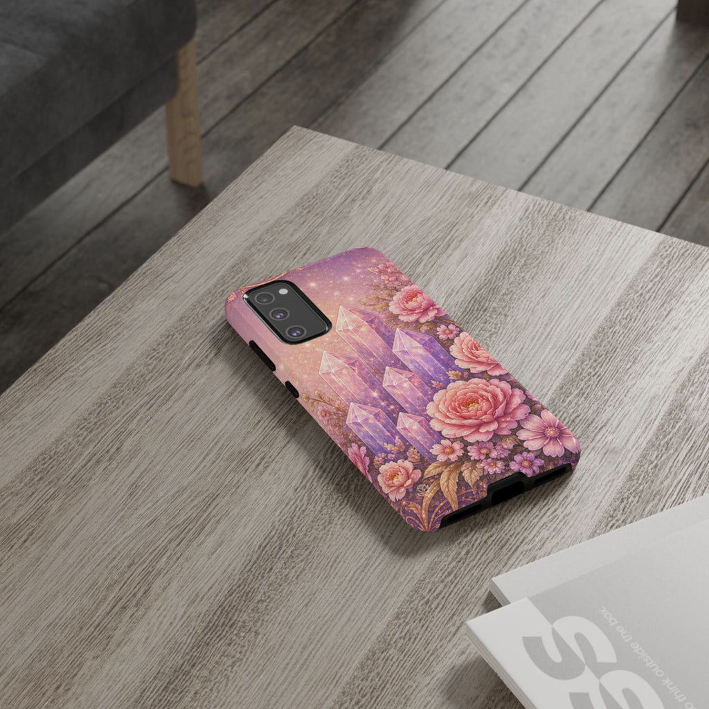Samsung Galaxy Crystal Garden Phone Case — Pink Floral Crystal Phone Cover