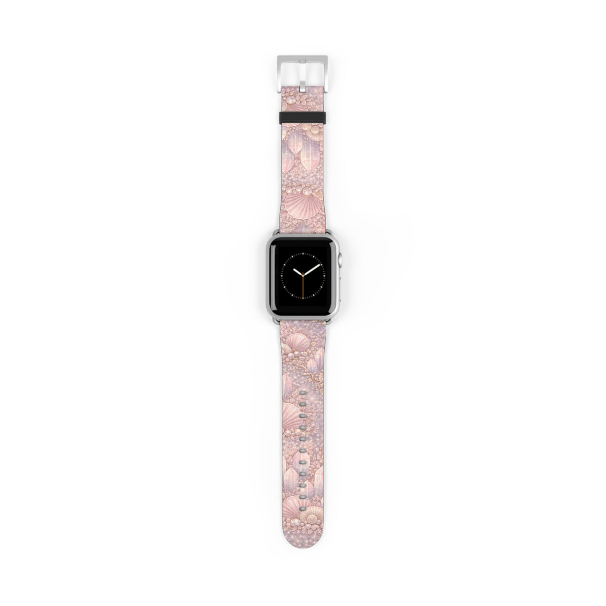 Lemurian Mermaid Crystal Garden Pattern iWatch Band — Pink Seashell Apple Watch Strap
