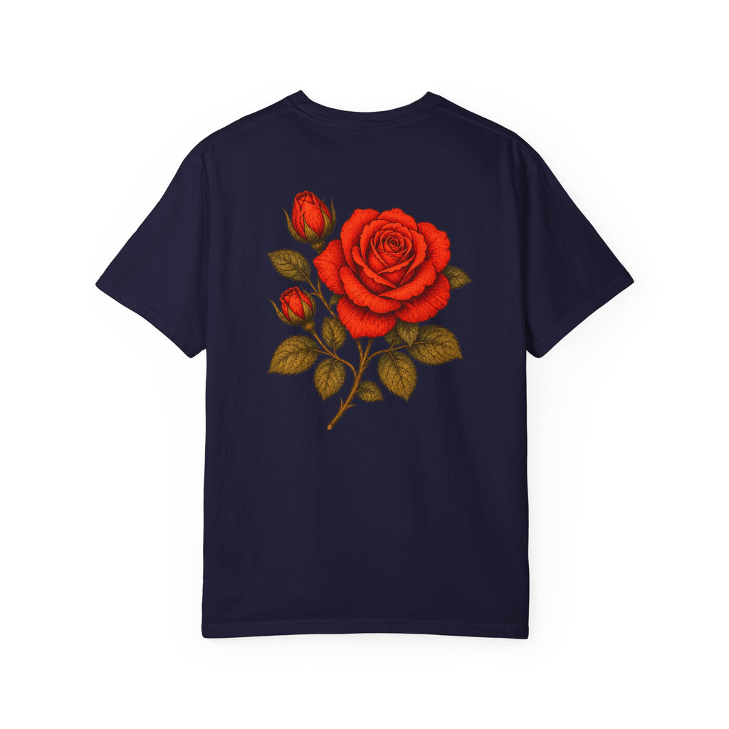 The Sisterhood of The Rose Graphic T-Shirt — Vintage Red Rose Back Print