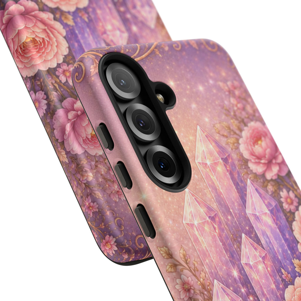 Samsung Galaxy Crystal Garden Phone Case — Pink Floral Crystal Phone Cover