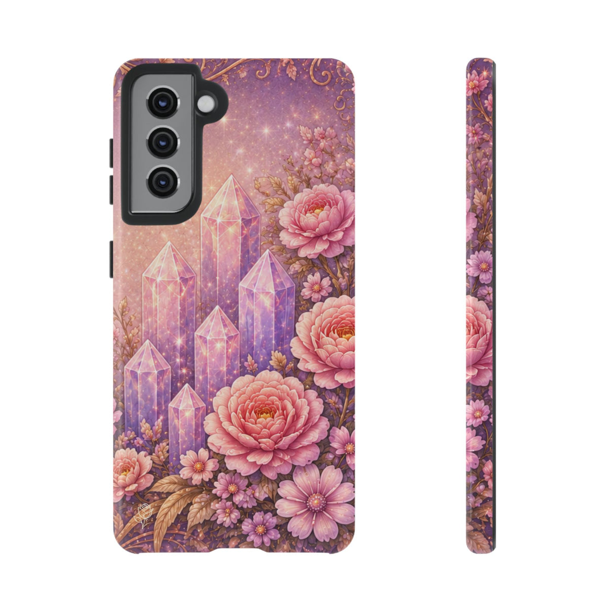 Samsung Galaxy Crystal Garden Phone Case — Pink Floral Crystal Phone Cover