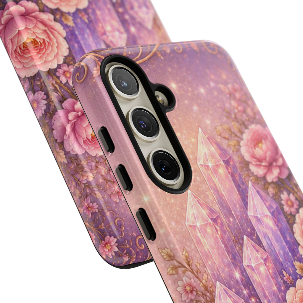 Samsung Galaxy Crystal Garden Phone Case — Pink Floral Crystal Phone Cover