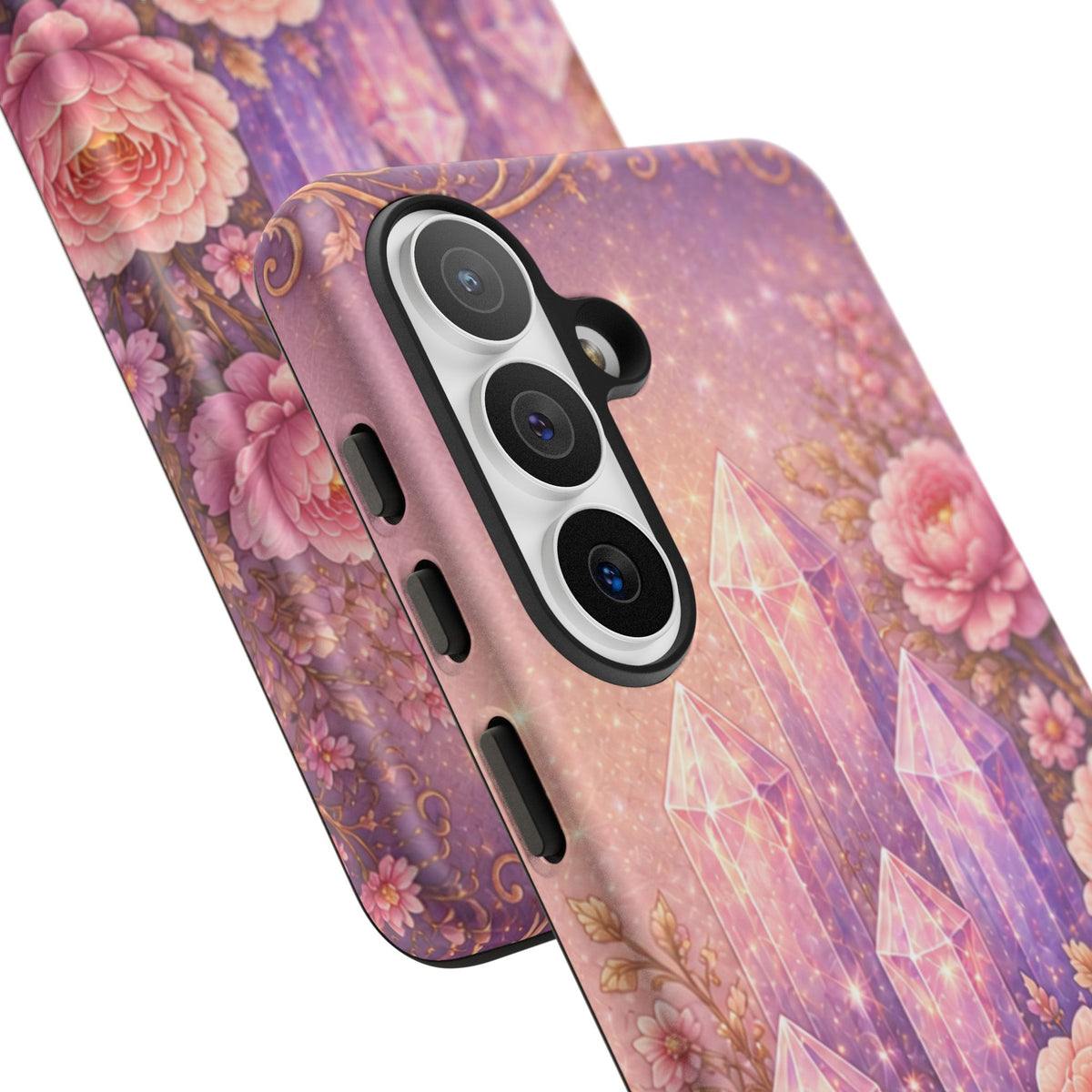 Samsung Galaxy Crystal Garden Phone Case — Pink Floral Crystal Phone Cover