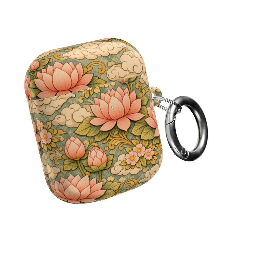 Bodhisattva Kwan Yin's Lotus AirPod Case — Vintage Botanical Pattern Protective Cover