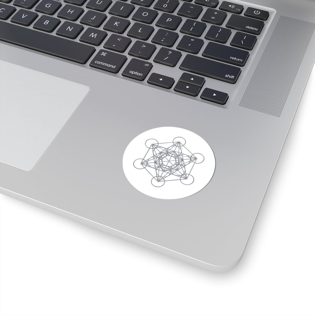 Silver Metatron's Cube Kiss-Cut Sticker — Sacred Geometry Decal