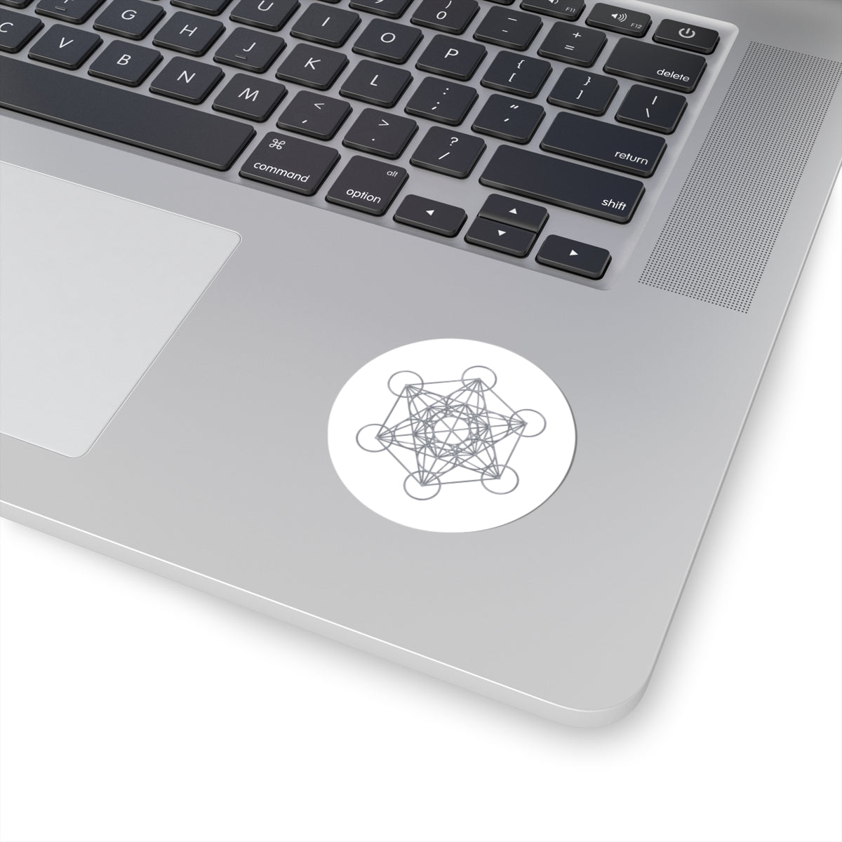 Silver Metatron's Cube Kiss-Cut Sticker — Sacred Geometry Decal
