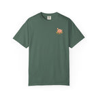 Bodhisattva Kwan Yin's Lotus Floral T-Shirt — Vintage Peach Botanical Lotus Chest + Back Graphic