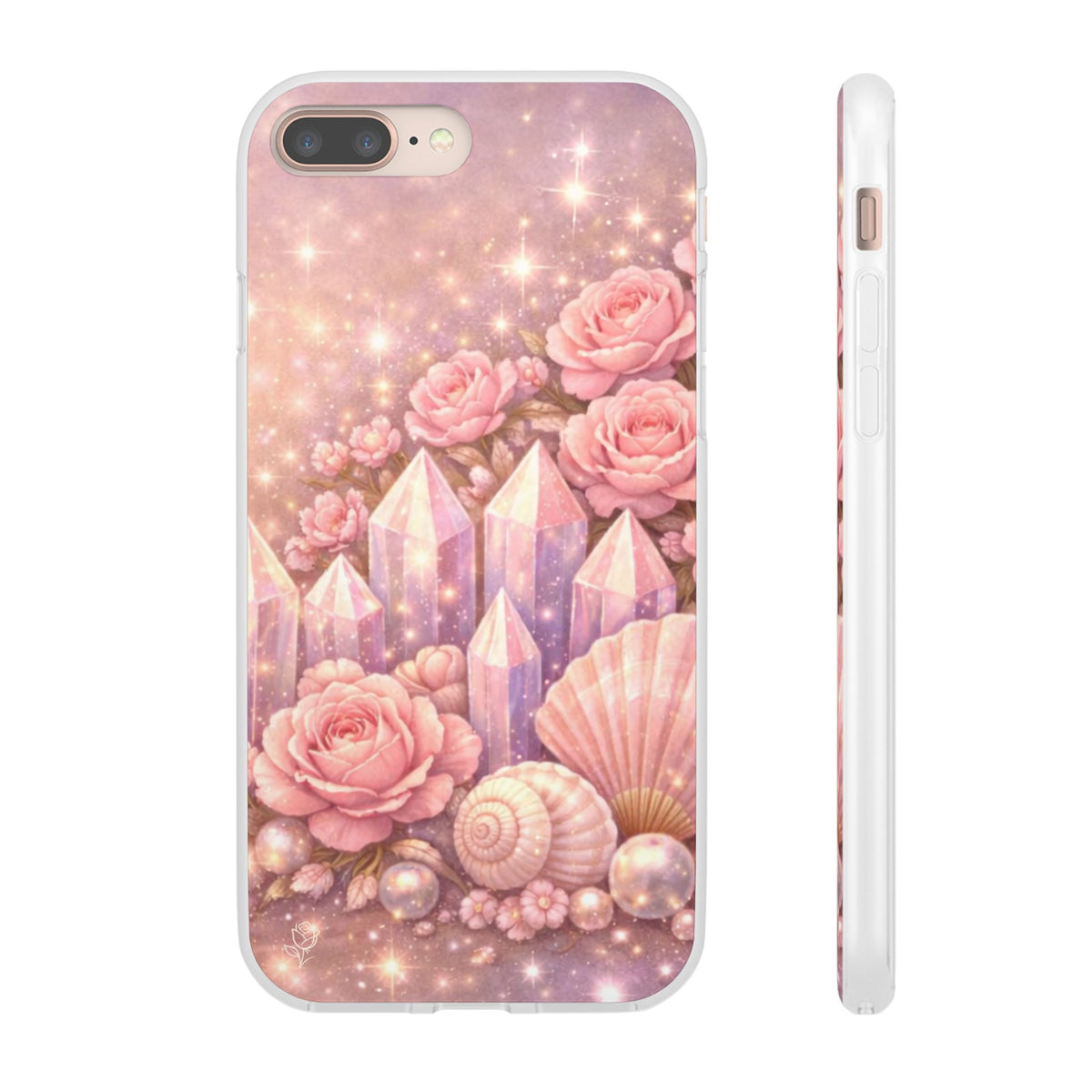 iPhone Case Lemurian Rose Crystal Garden — Sparkling Pastel Floral iPhone Cover