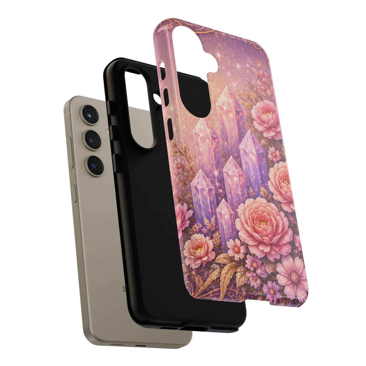Samsung Galaxy Crystal Garden Phone Case — Pink Floral Crystal Phone Cover