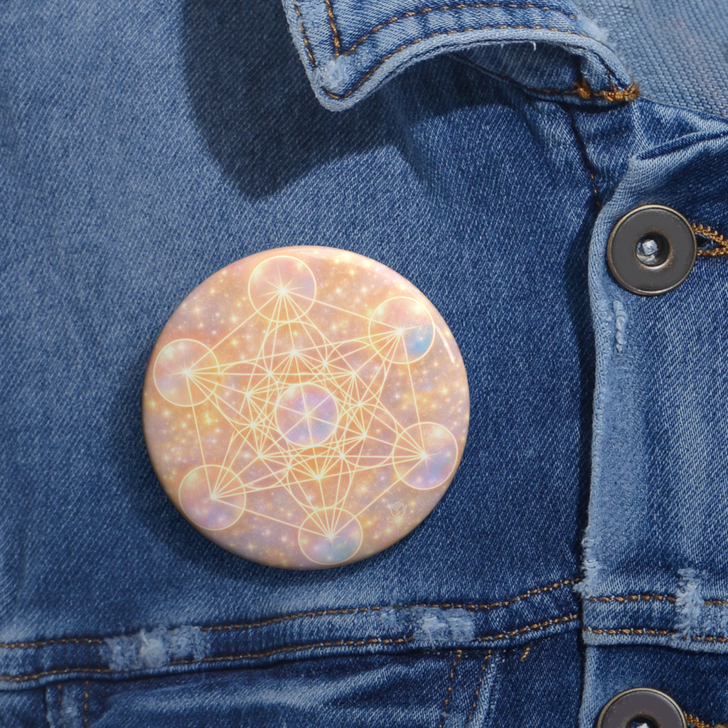 Metatron's Cube Pin Button — Sacred Geometry Badge (Spiritual, New Age Gift)