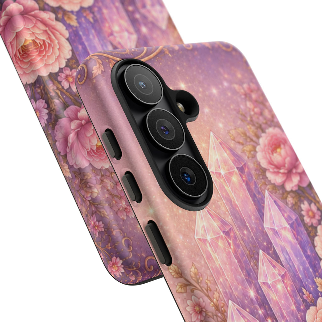 Samsung Galaxy Crystal Garden Phone Case — Pink Floral Crystal Phone Cover