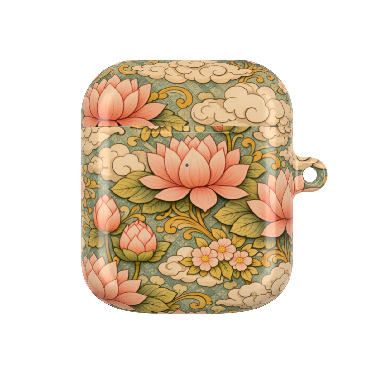 Bodhisattva Kwan Yin's Lotus AirPod Case — Vintage Botanical Pattern Protective Cover