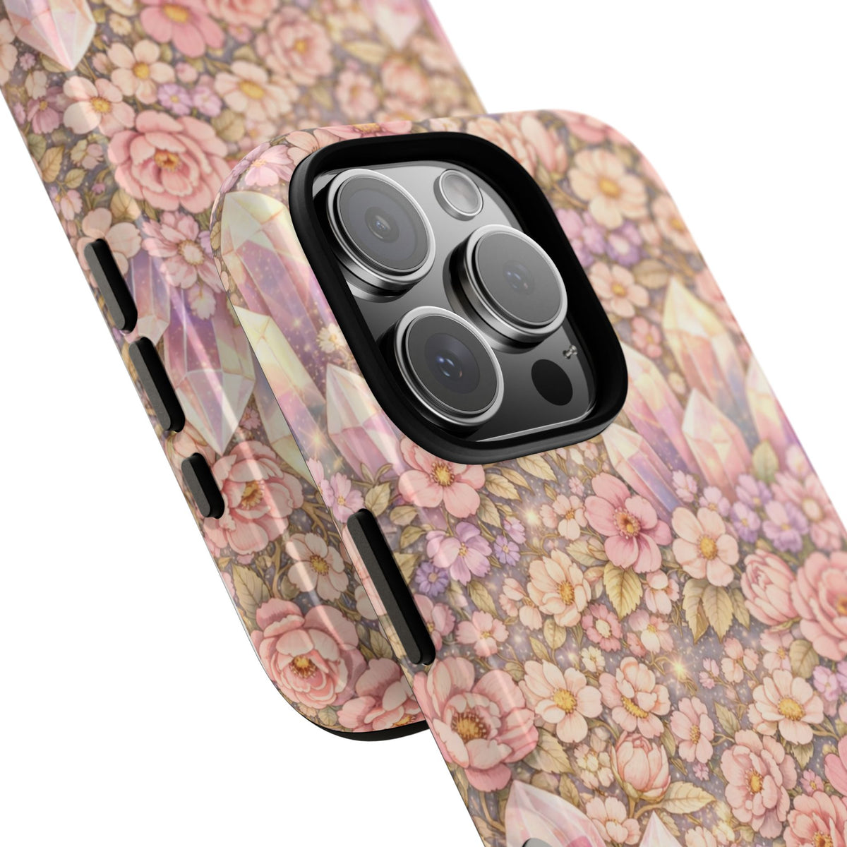 iPhone Case — Angelic Crystal Garden Phone Case — Pink Floral Quartz Protective Cover