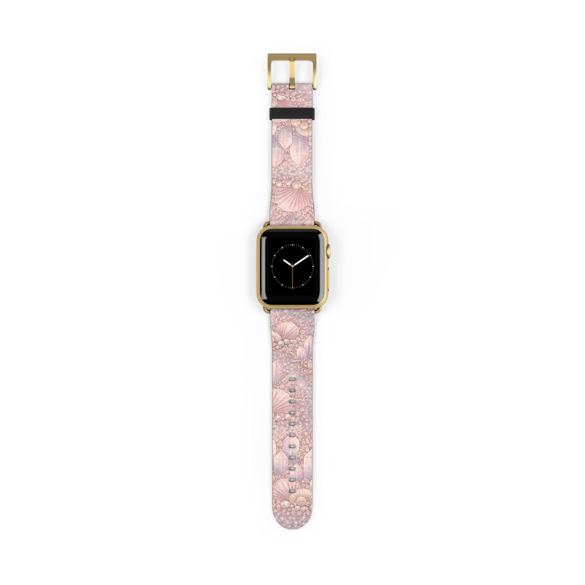 Lemurian Mermaid Crystal Garden Pattern iWatch Band — Pink Seashell Apple Watch Strap