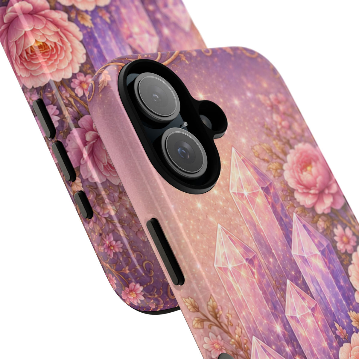 Lilac Quartz Garden Phone Case — Pink Floral Gemstone iPhone Cover
