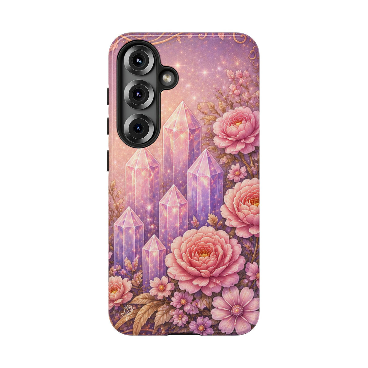 Samsung Galaxy Crystal Garden Phone Case — Pink Floral Crystal Phone Cover