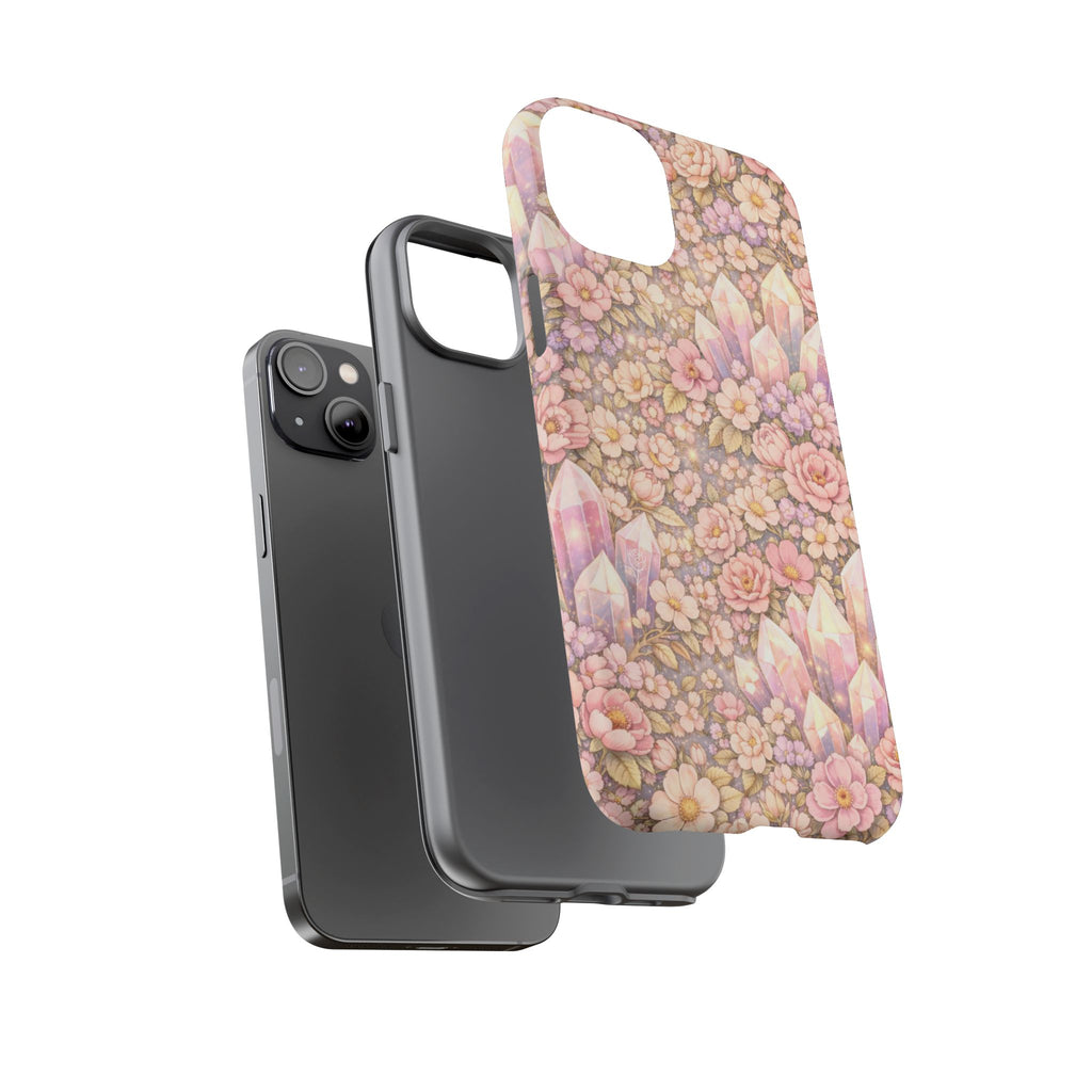 iPhone Case — Angelic Crystal Garden Phone Case — Pink Floral Quartz Protective Cover