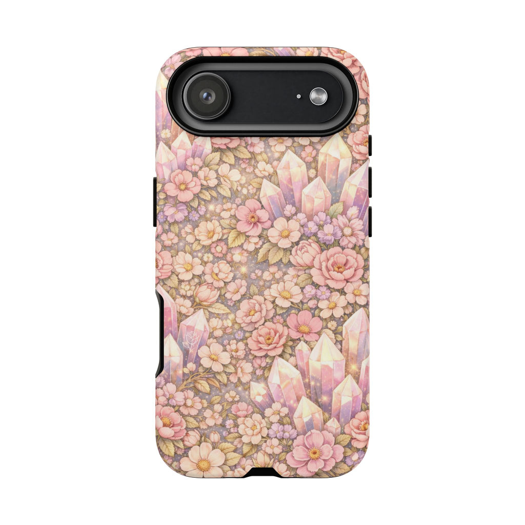 iPhone Case — Angelic Crystal Garden Phone Case — Pink Floral Quartz Protective Cover