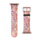 Lemurian Rose Crystal Garden Watch Band — Floral Magical Shell Pattern Apple Watch Strap