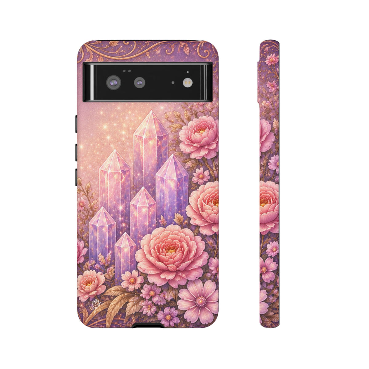 Google Pixel Lilac Quartz Garden Phone Case — Pink Floral Crystal Phone Cover