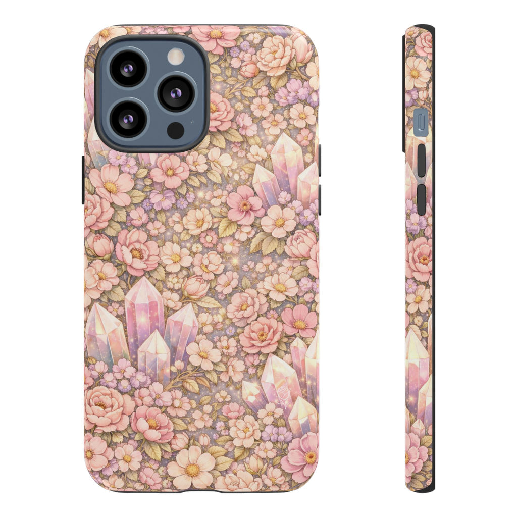 iPhone Case — Angelic Crystal Garden Phone Case — Pink Floral Quartz Protective Cover